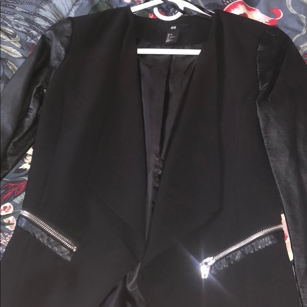 H&M blazer with leather sleeves
